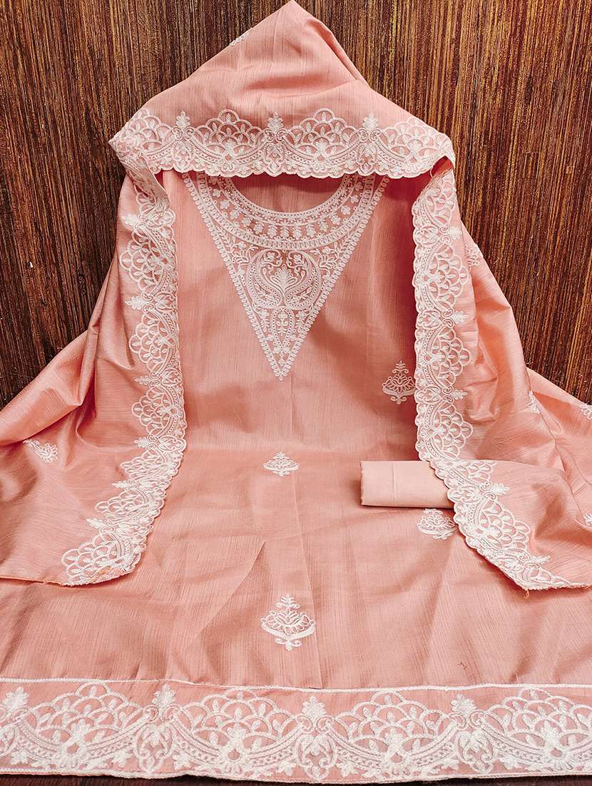 women solid with work embroidered unstitched suit set - 22018740 -  Standard Image - 2