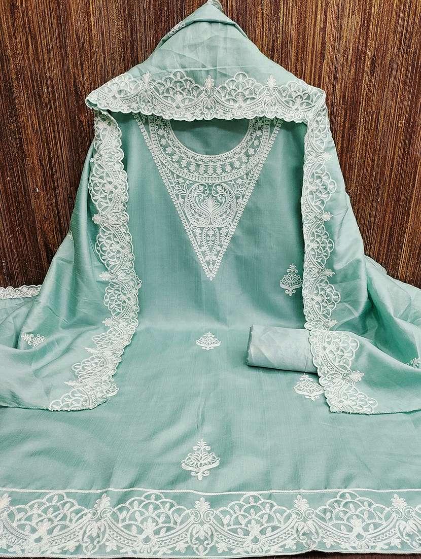 women solid with work embroidered unstitched suit set - 22018743 -  Standard Image - 2