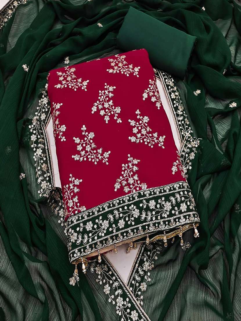 women solid with work embroidered unstitched suit set