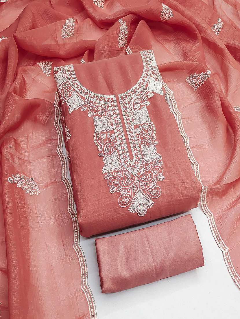 women solid with work embroidered unstitched suit set - 22018765 -  Standard Image - 2