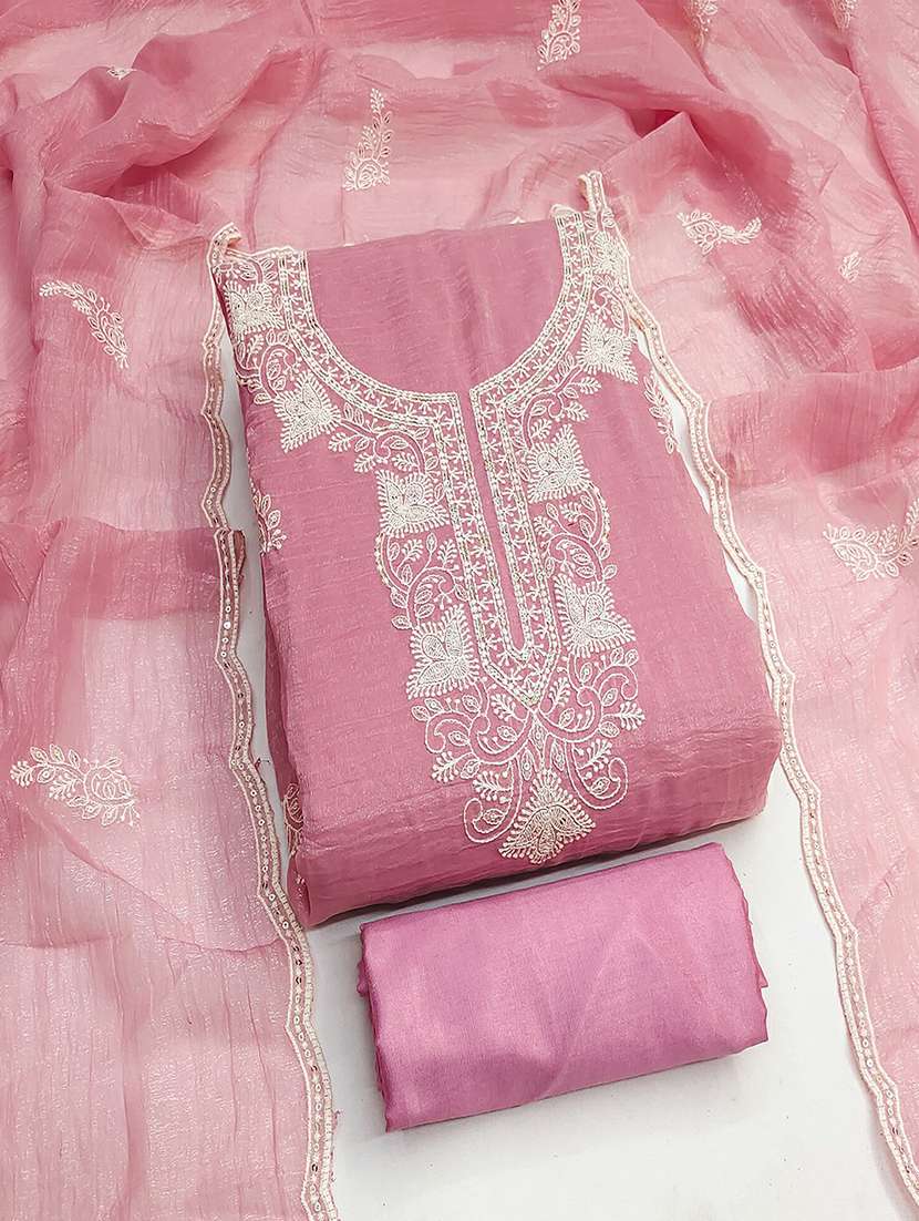 women solid with work embroidered unstitched suit set - 22018767 -  Standard Image - 2