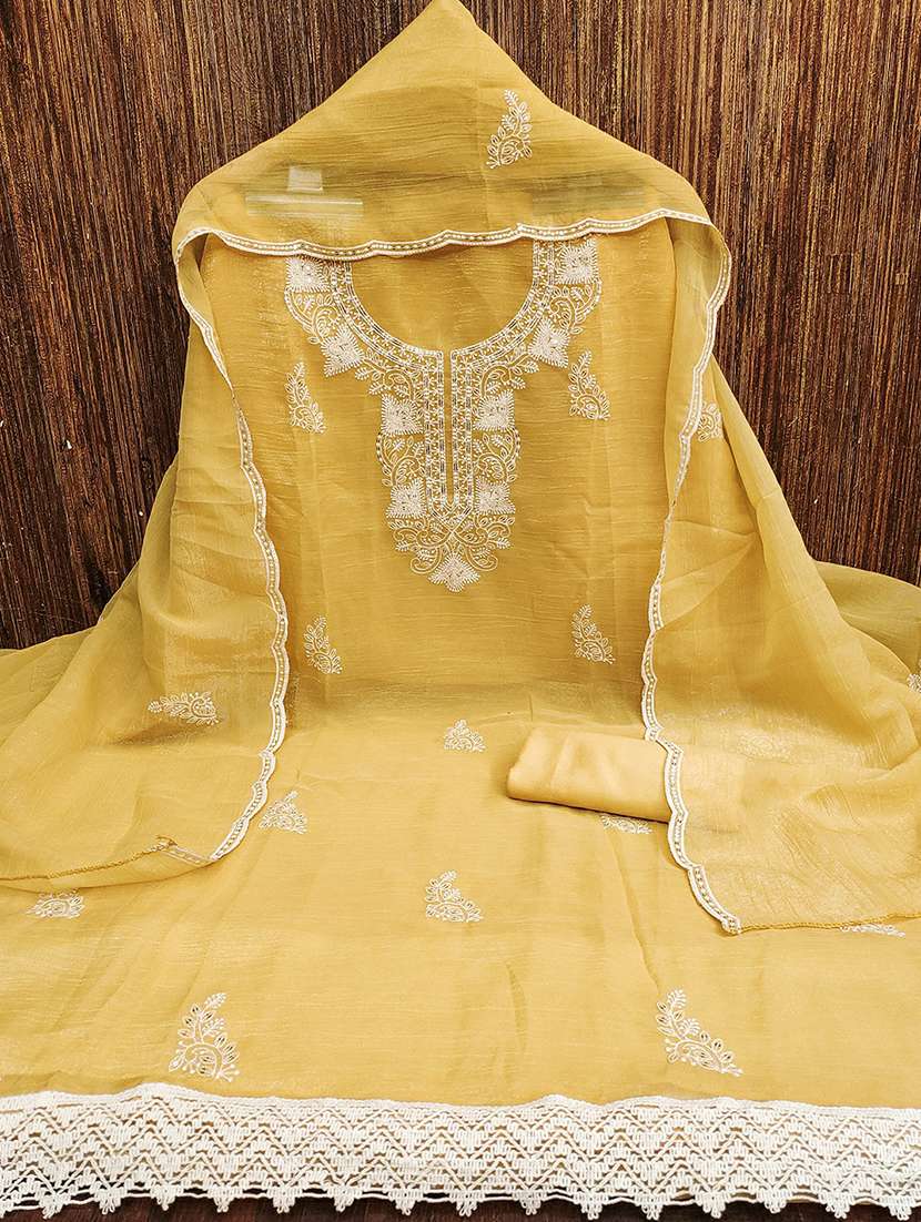 women solid with work embroidered unstitched suit set - 22018768 -  Standard Image - 2