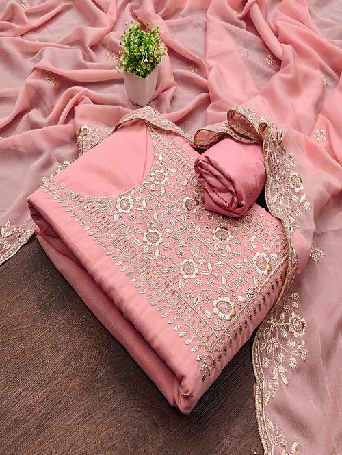 women solid with work embroidered unstitched suit set - 22018787 -  Standard Image - 0