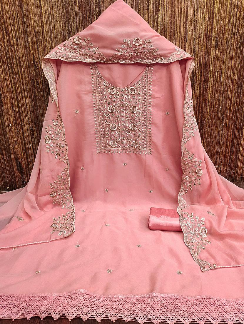 women solid with work embroidered unstitched suit set - 22018787 - Standard Image - 2