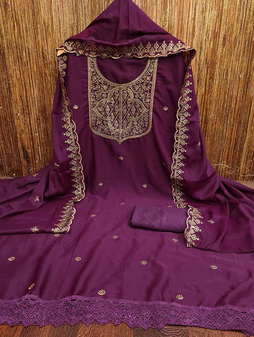 women solid with work embroidered unstitched suit set - 22018792 -  Standard Image - 2