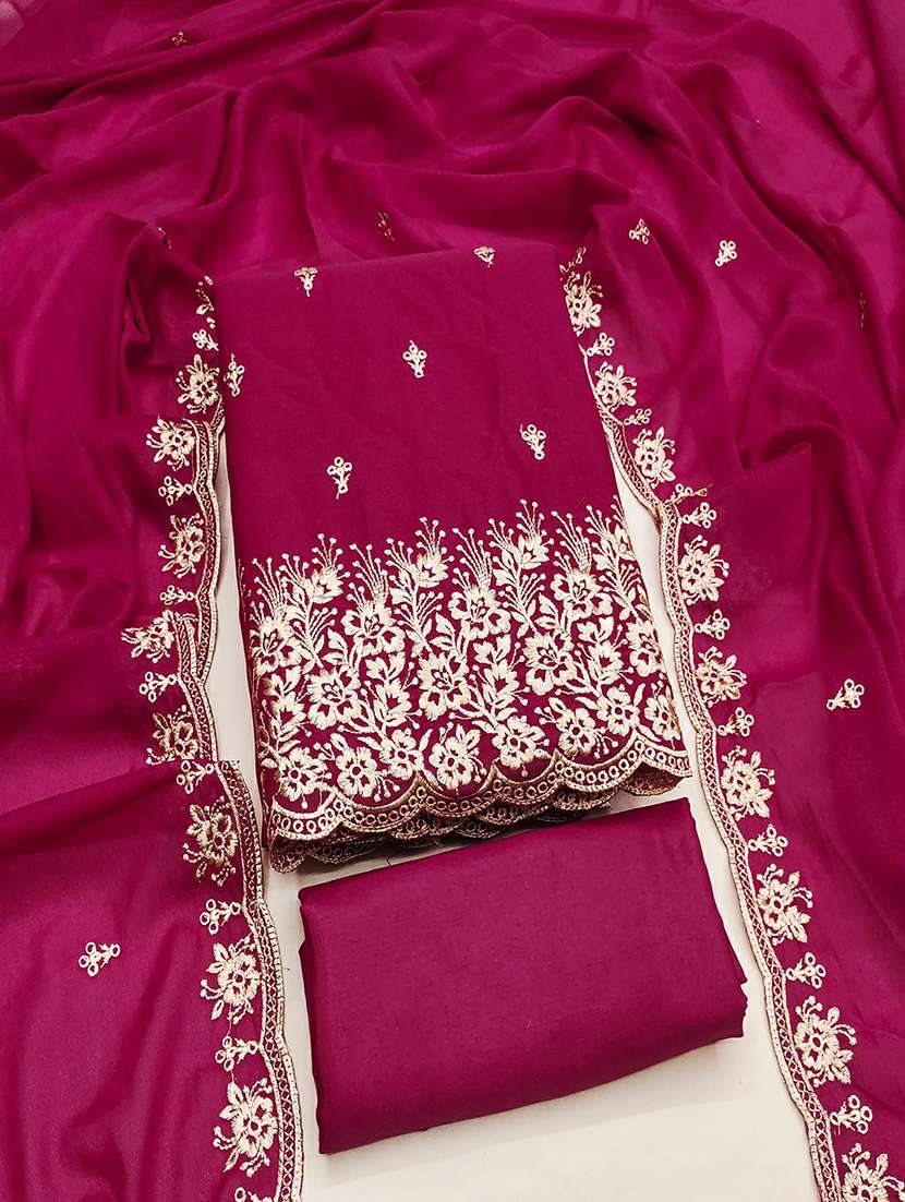 women solid with work embroidered unstitched suit set - 22018793 -  Standard Image - 2