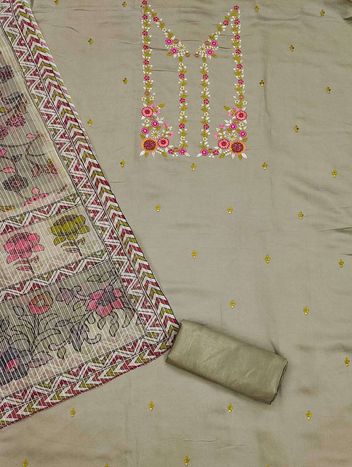 women solid with work embroidered unstitched suit set - 22018797 -  Standard Image - 2