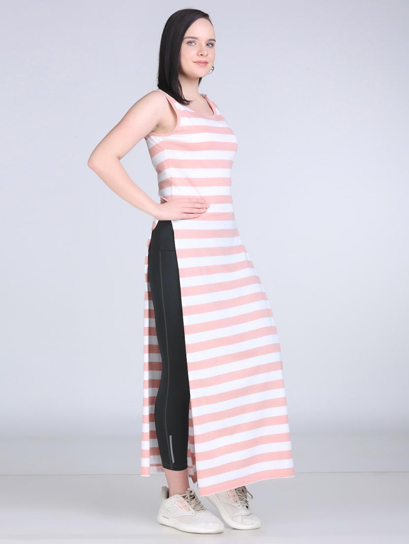 women striped sleeveless straight long top - 22018878 - Standard Image - 2