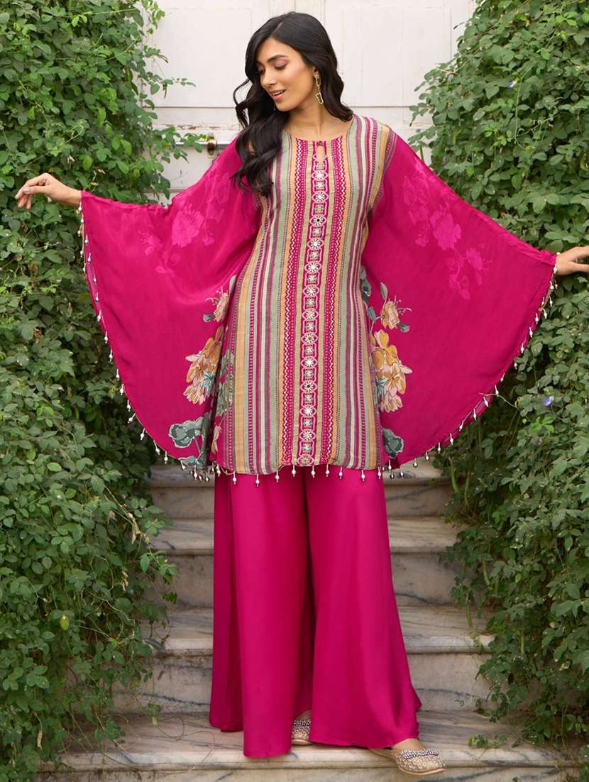 women printed kimono sleeve ethnic co ord set - 22018890 -  Zoom Image - 0