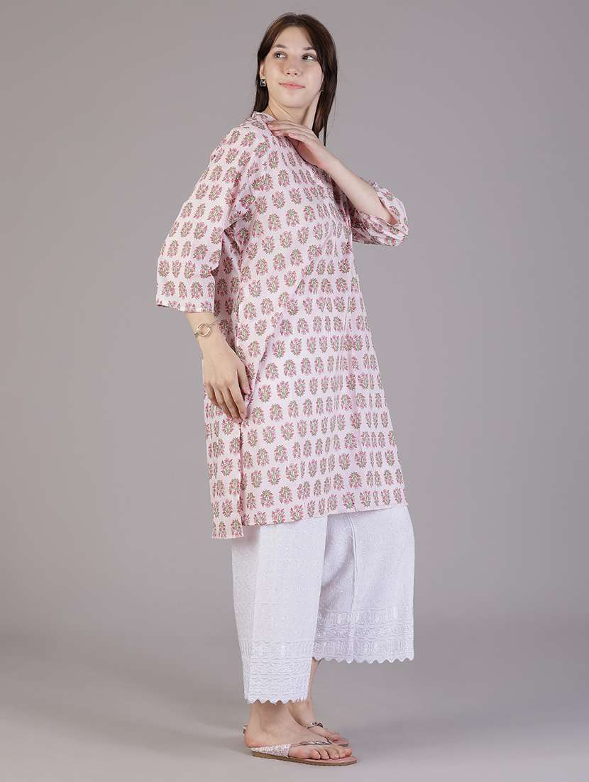 women floral printed three quarter sleeve a-line kurta - 22018900 - Standard Image - 2