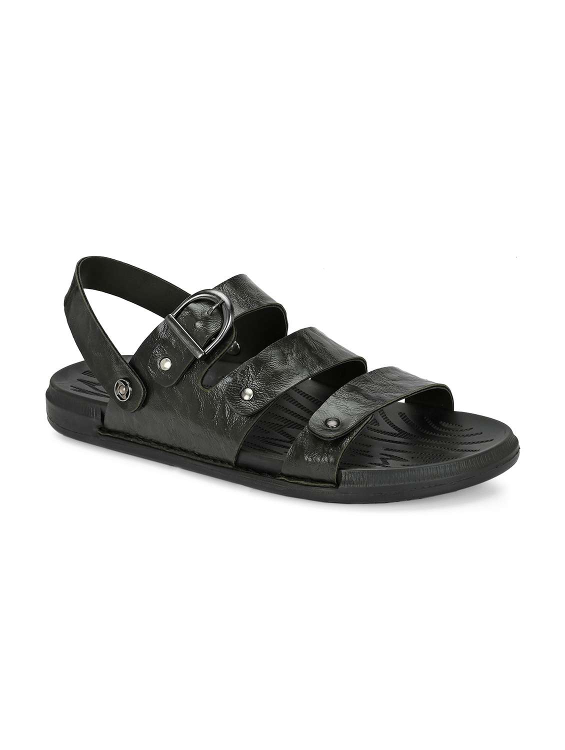 men's olive synthetic leather slip on sandal - 22018915 - Standard Image - 2