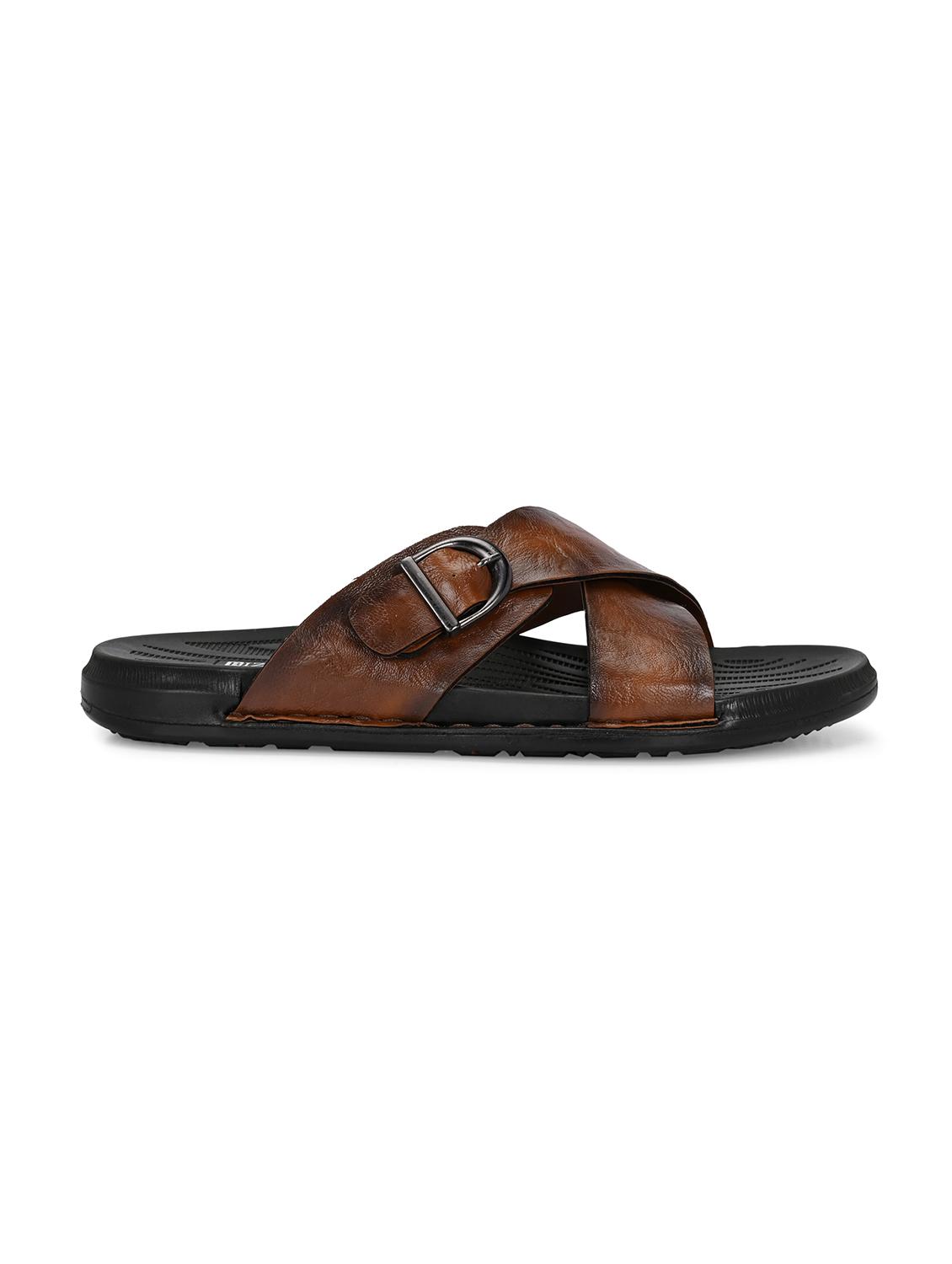 tan solid synthetic leather slip-on sandals - 22018917 - Standard Image - 2