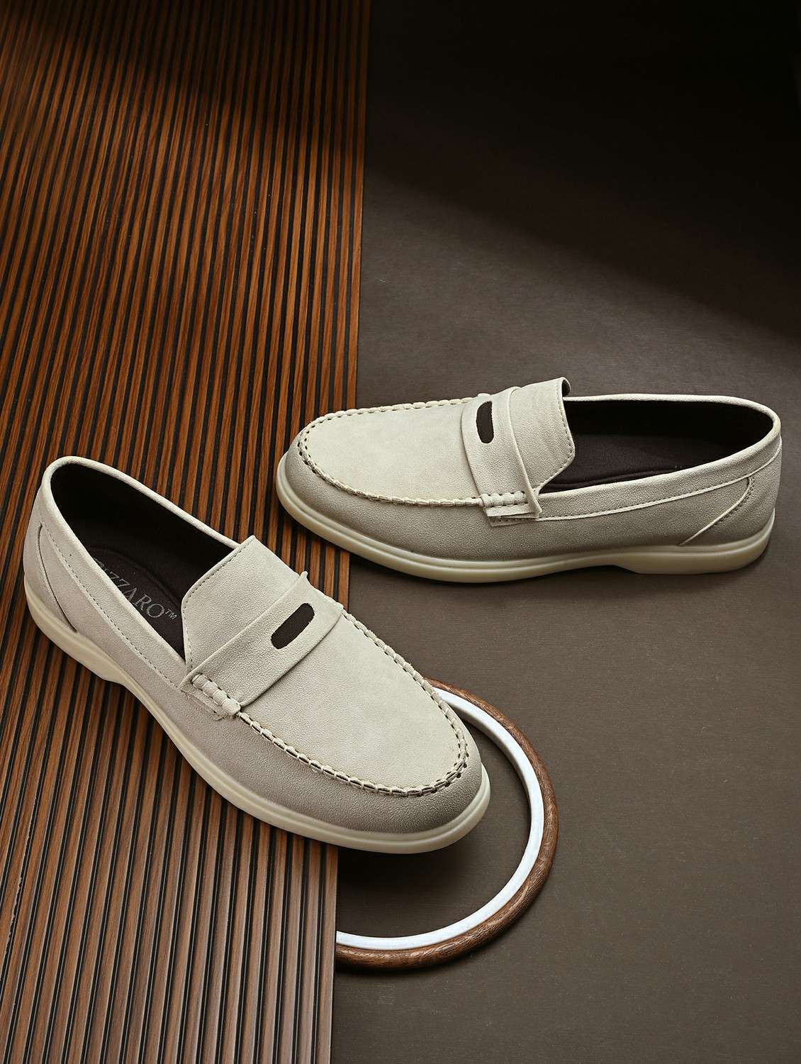 men grey slip on loafer
