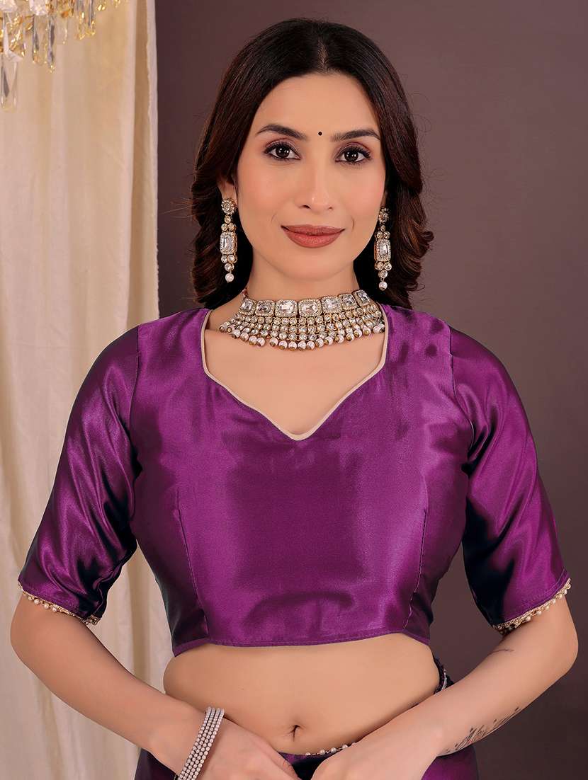 women solid half and half saree with blouse - 22018934 - Standard Image - 2