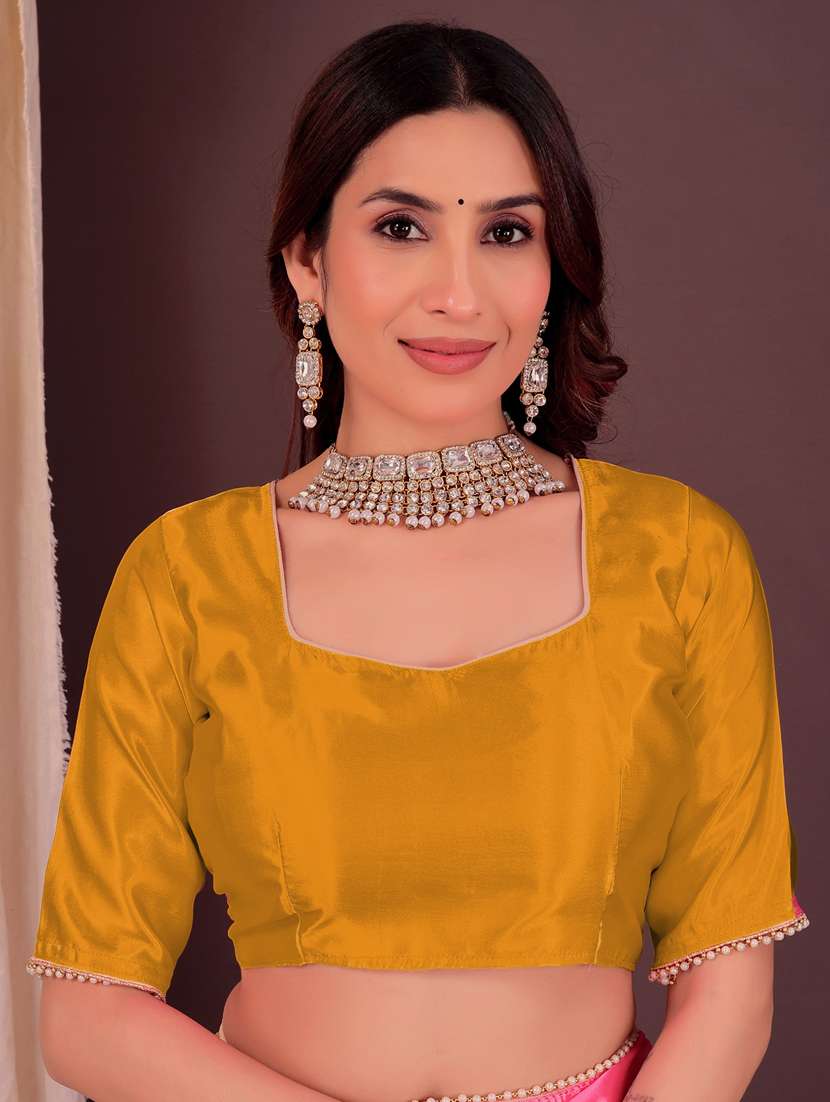 women solid half and half saree with blouse - 22018942 - Standard Image - 2
