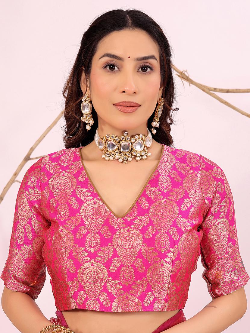pink silk kanjivaram saree with blouse - 22018968 - Standard Image - 2