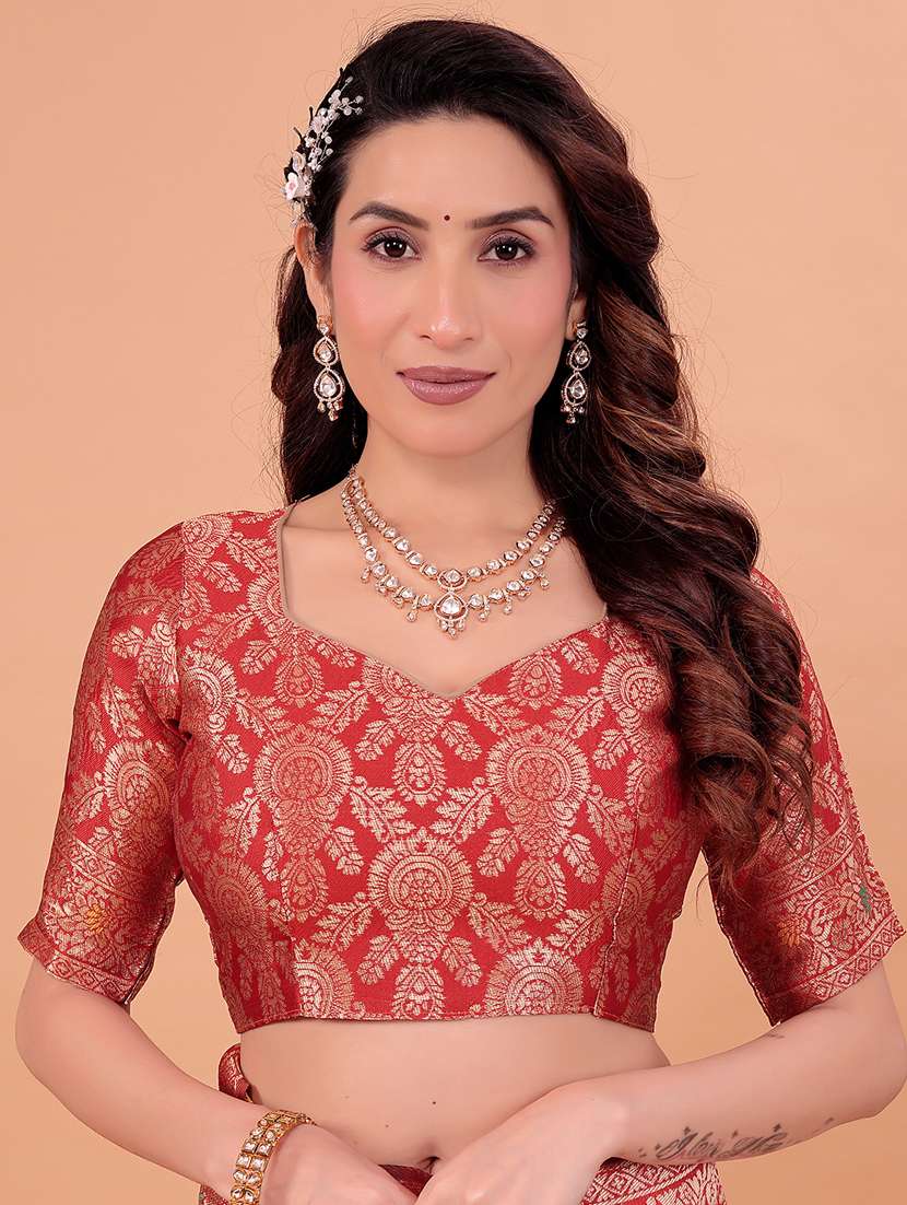 maroon silk kanjivaram saree with blouse - 22018971 - Standard Image - 2