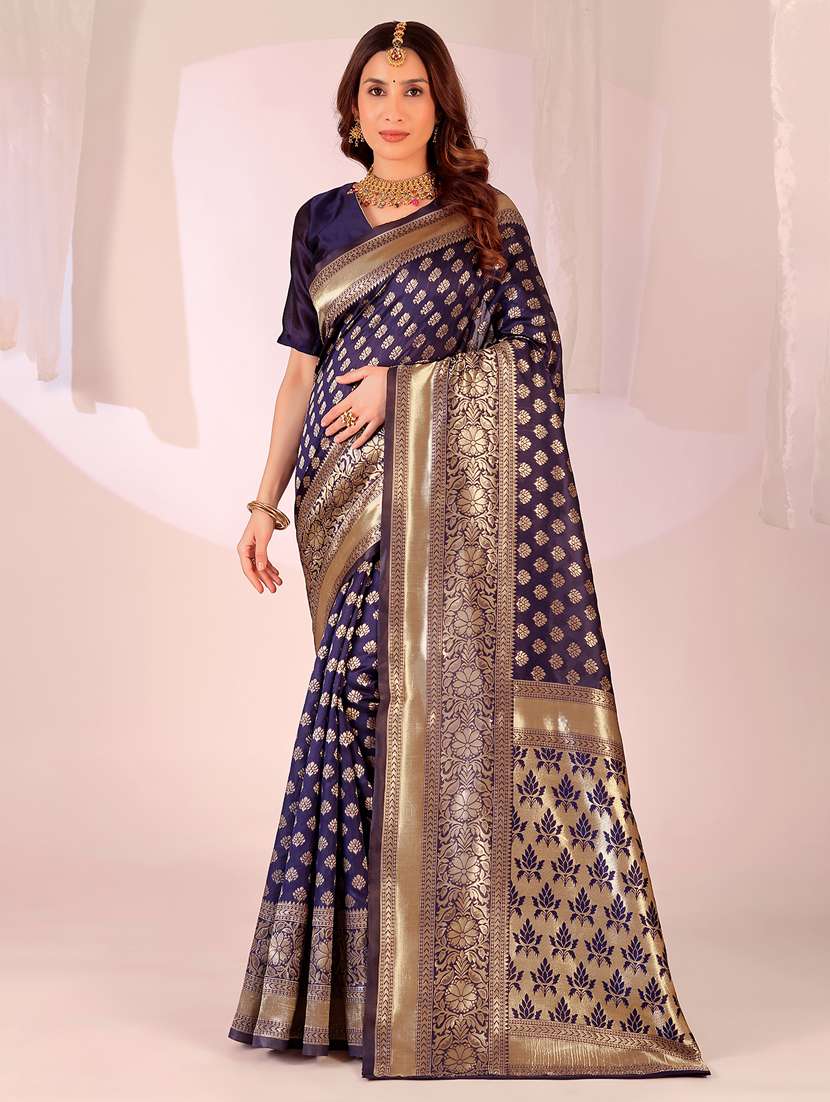 women self design banarasi saree with blouse