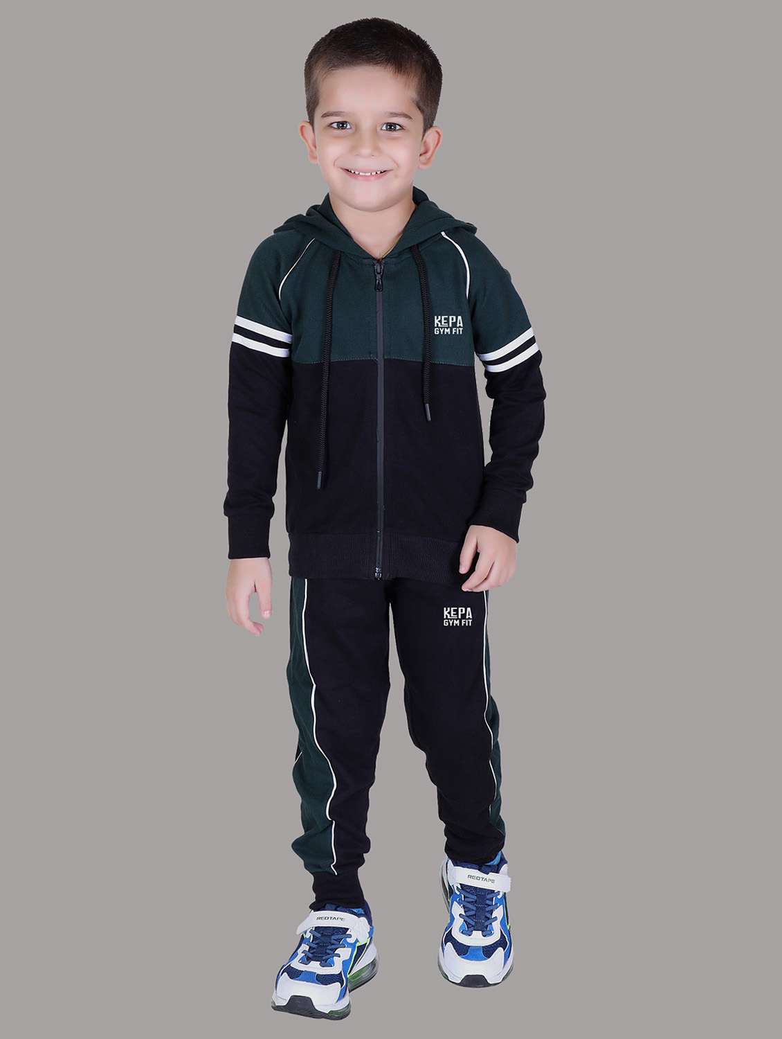 boys color blocked hooded track suit