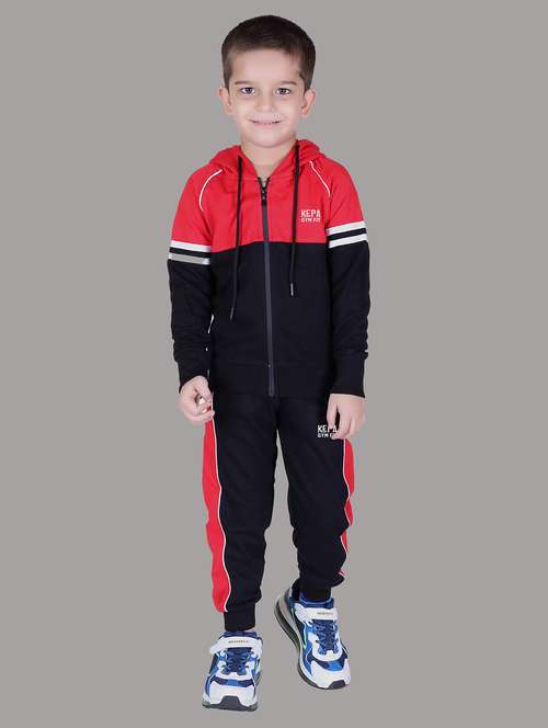 boys color blocked hooded track suit - 22019330 - Standard Image - 0