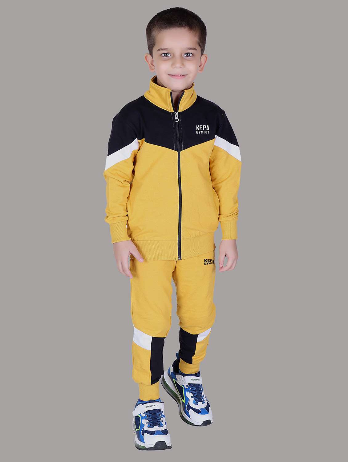 boys color blocked hooded track suit