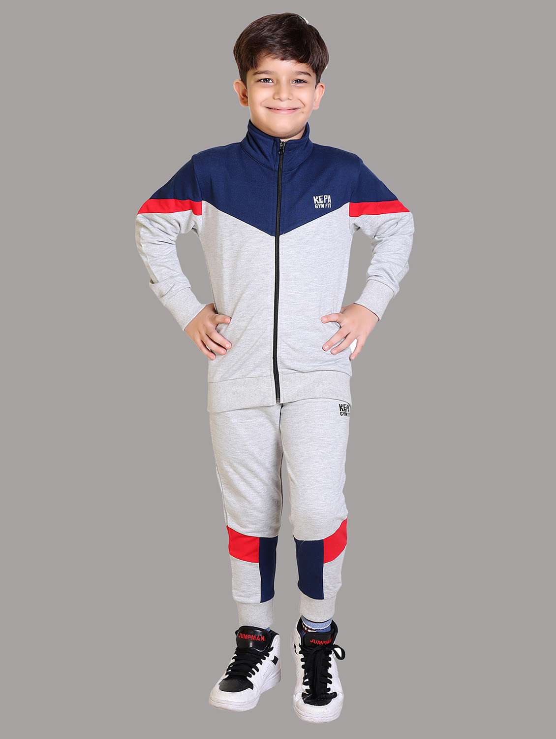 boys color blocked hooded track suit