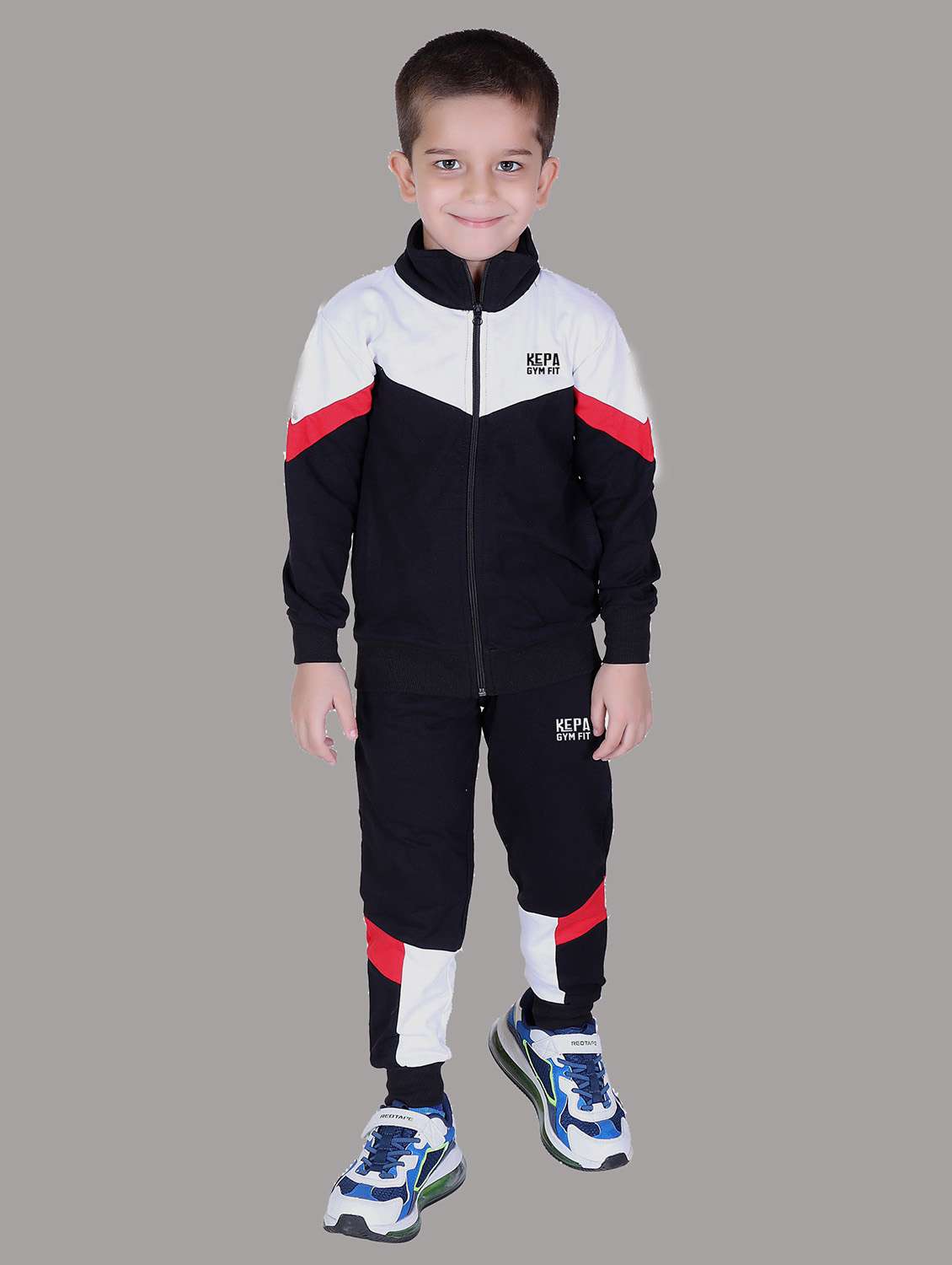 boys color blocked hooded track suit