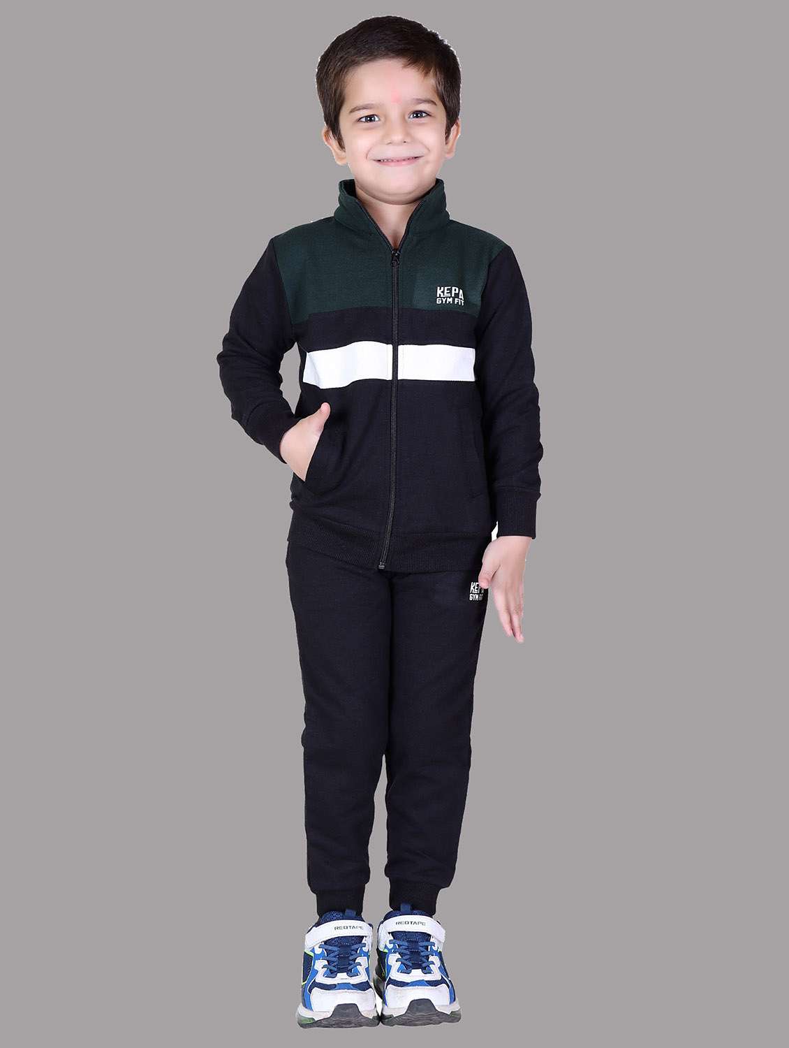 boys color blocked hooded track suit