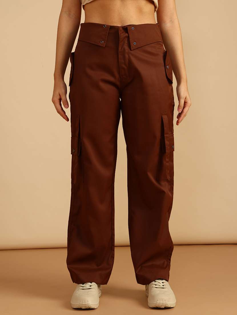women solid high rise cargo - 22019405 -  Standard Image - 2