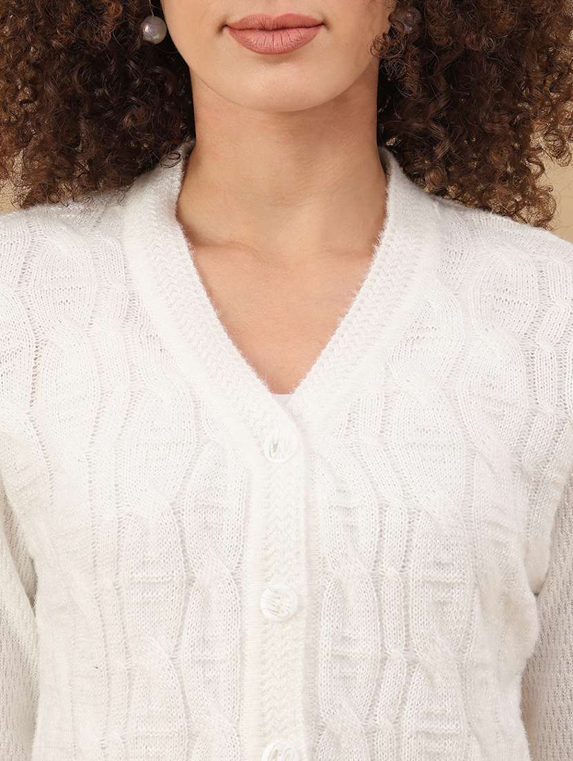 women self design long sleeve cardigan - 22019489 -  Standard Image - 2