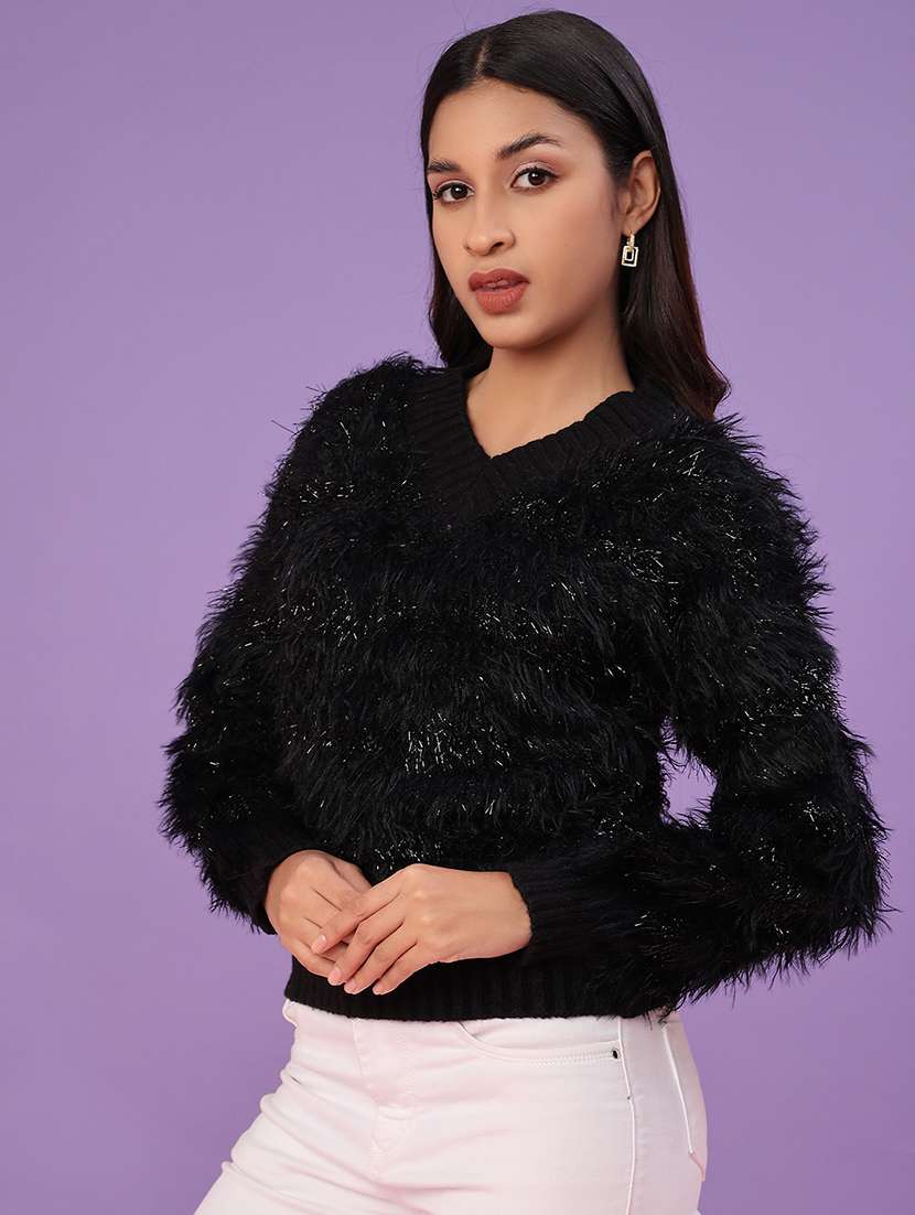 women self design long sleeve waist length pullover - 22019621 -  Standard Image - 2