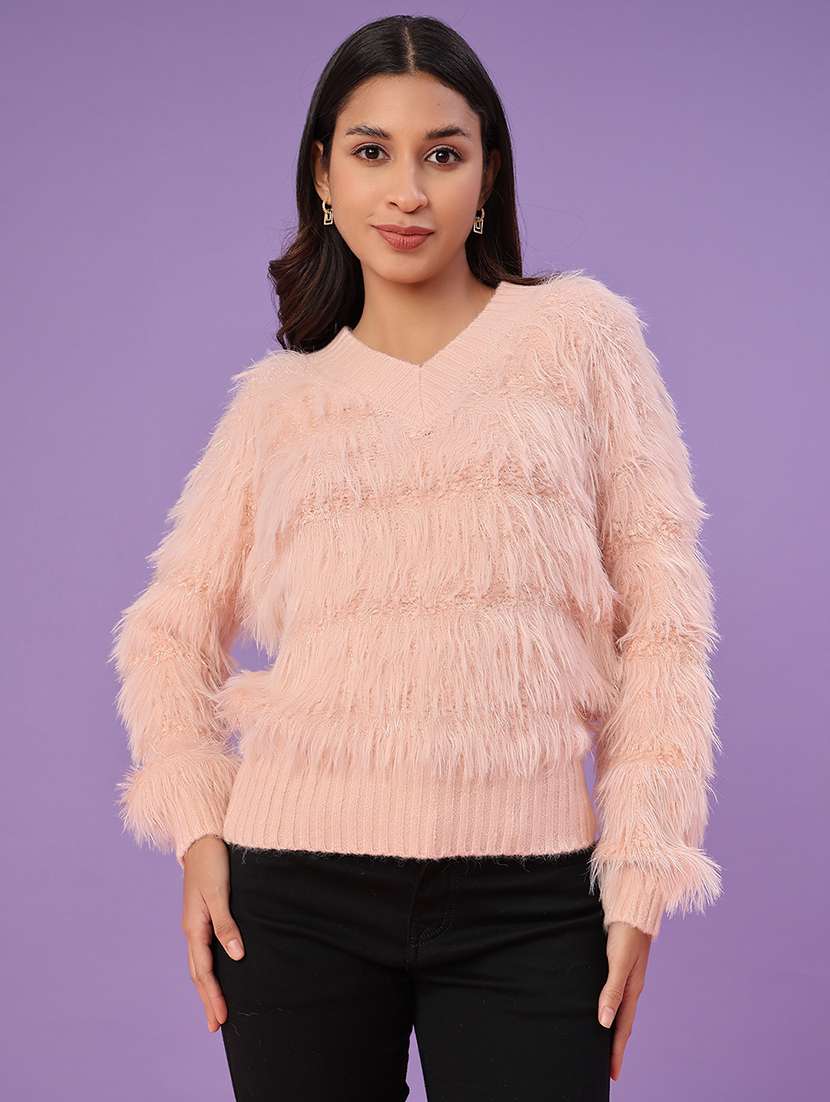 women self design long sleeve waist length pullover - 22019622 -  Standard Image - 2