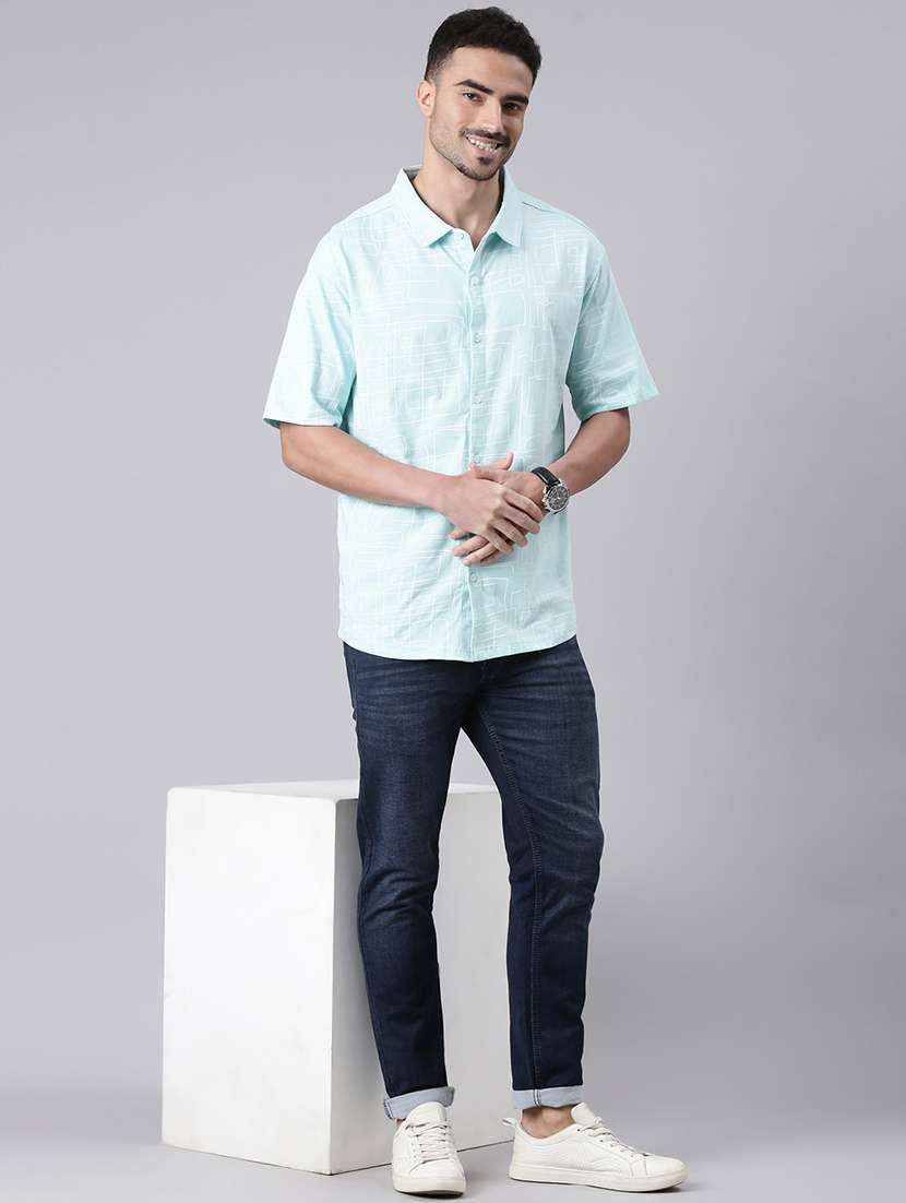 men printed collared short sleeves casual shirt - 22019640 - Standard Image - 2