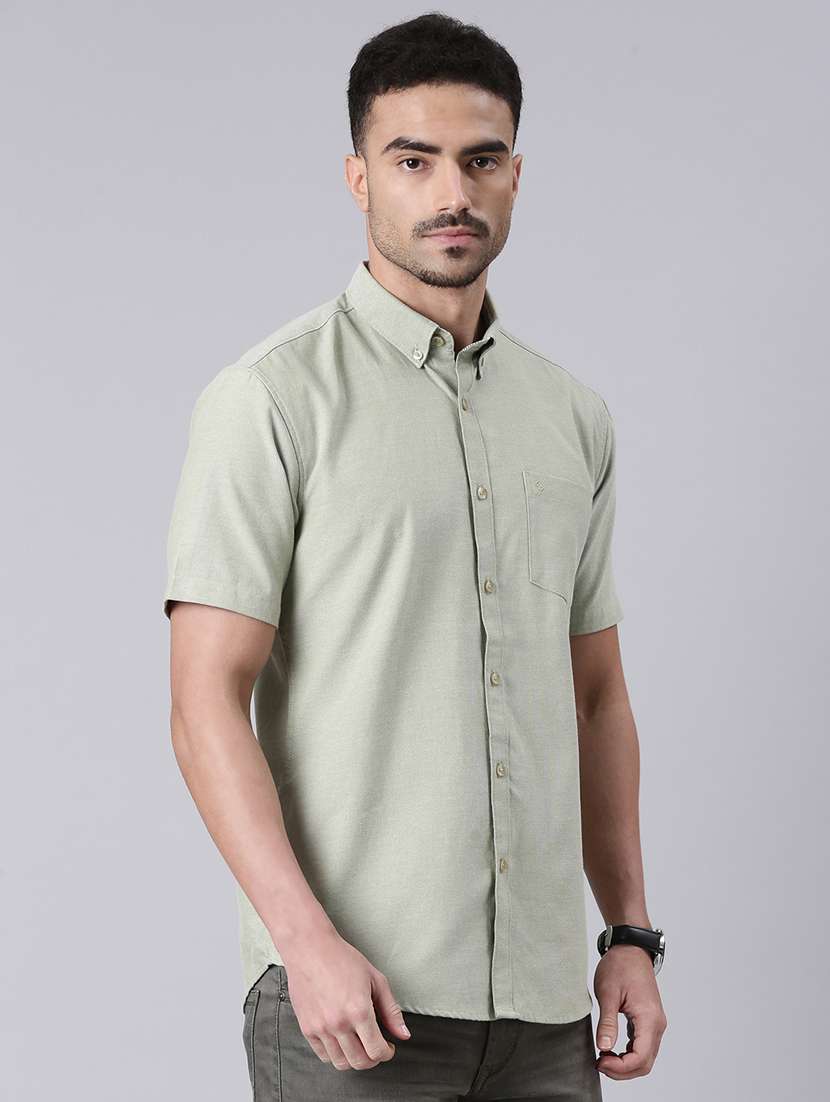 Men Solid Collared Short Sleeves Casual Shirt - 22019643 -  Standard Image - 2