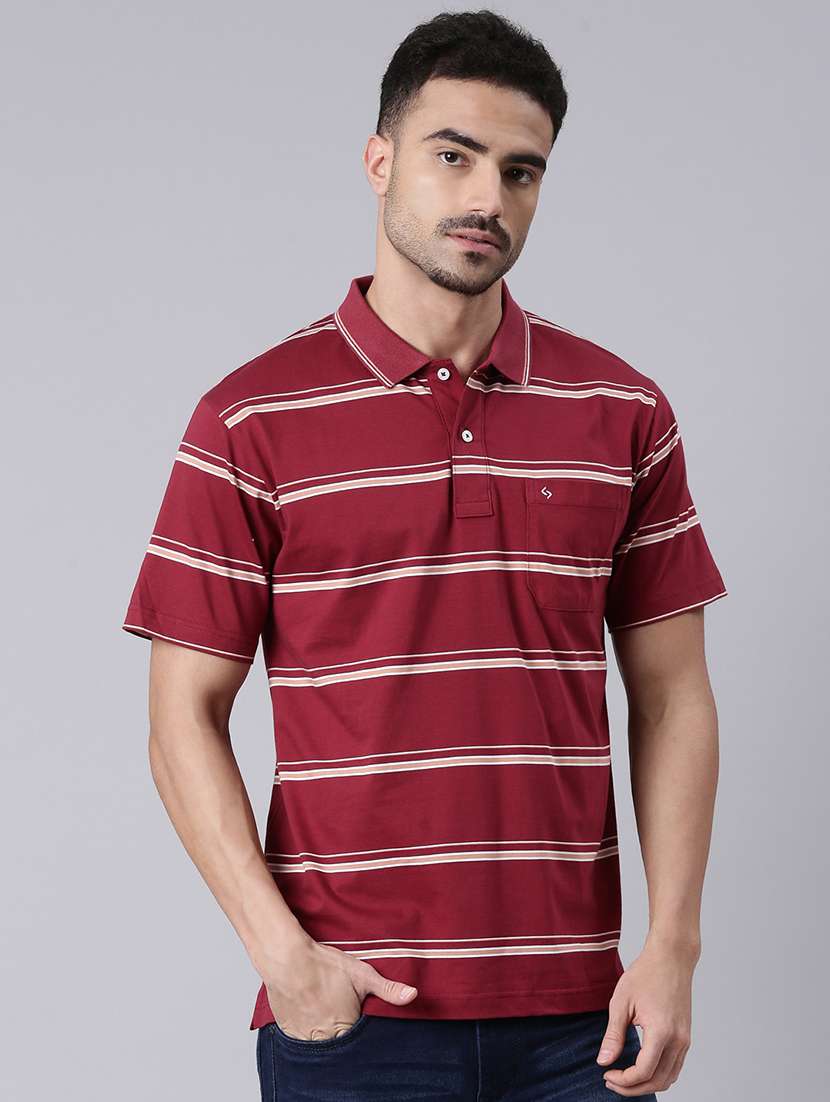 men striped short sleeve regular fit polo t-shirt - 22019646 -  Standard Image - 2