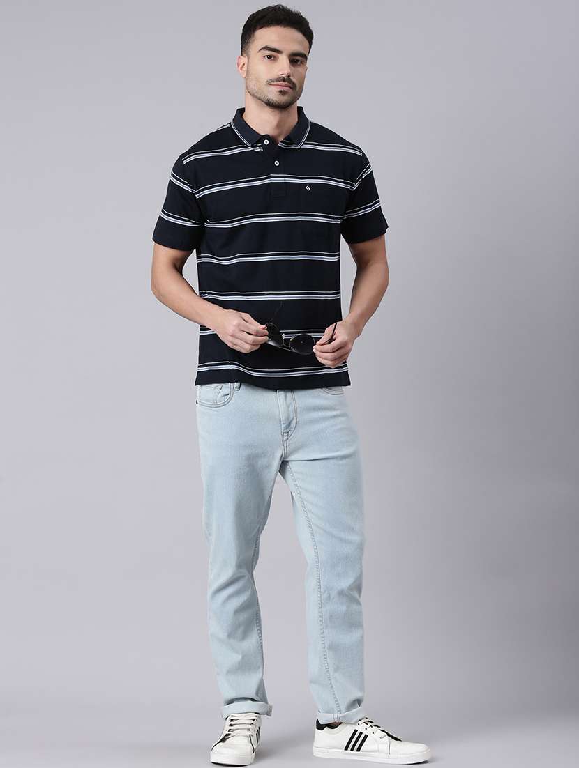 men striped short sleeve regular fit polo t-shirt - 22019648 -  Standard Image - 2