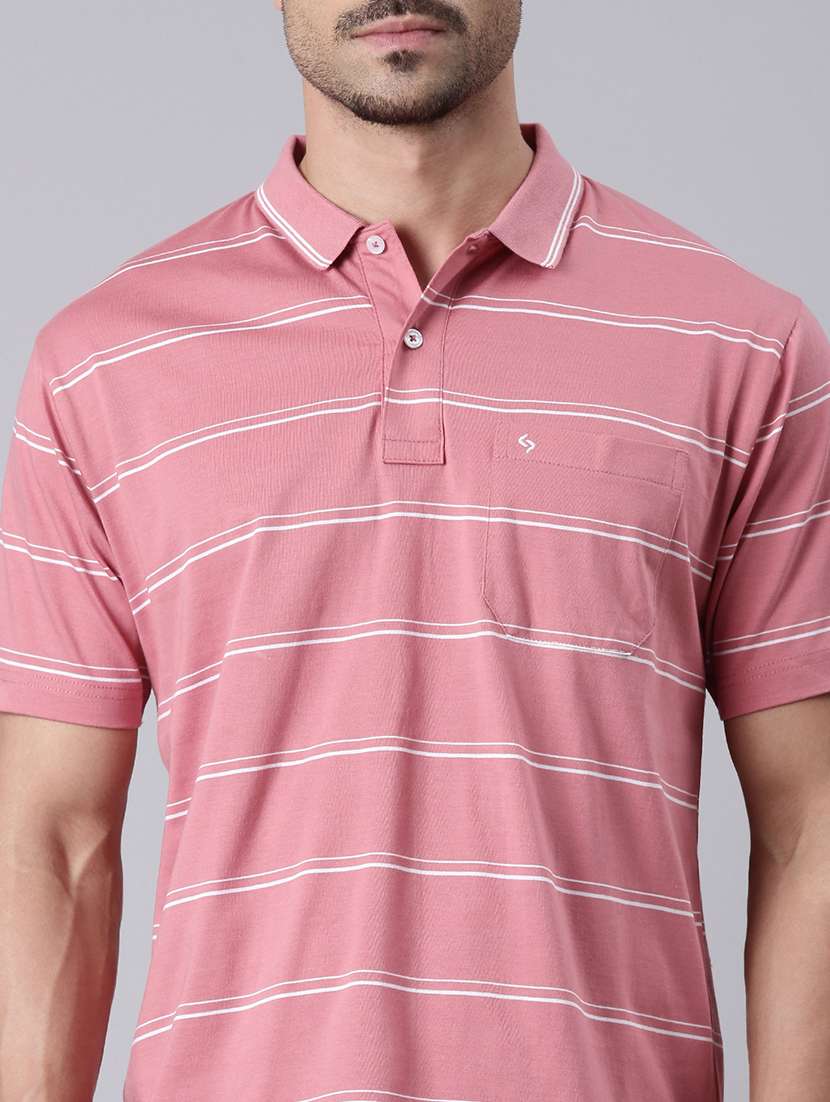 men striped short sleeve regular fit polo t-shirt - 22019649 -  Standard Image - 2
