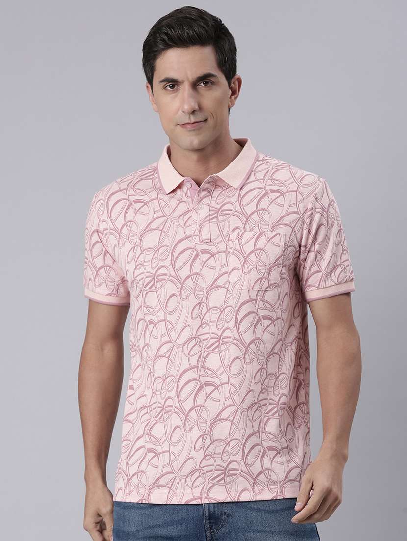 men printed short sleeve regular fit polo t-shirt
