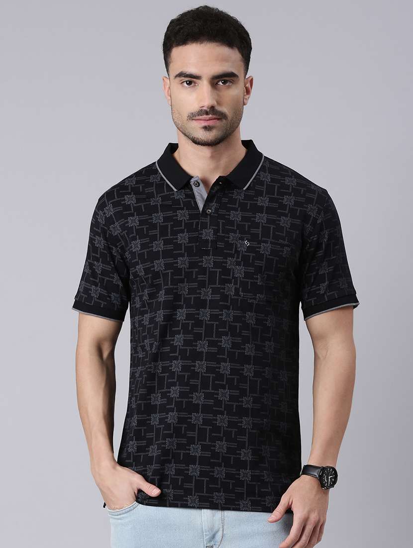 men printed short sleeve regular fit polo t-shirt