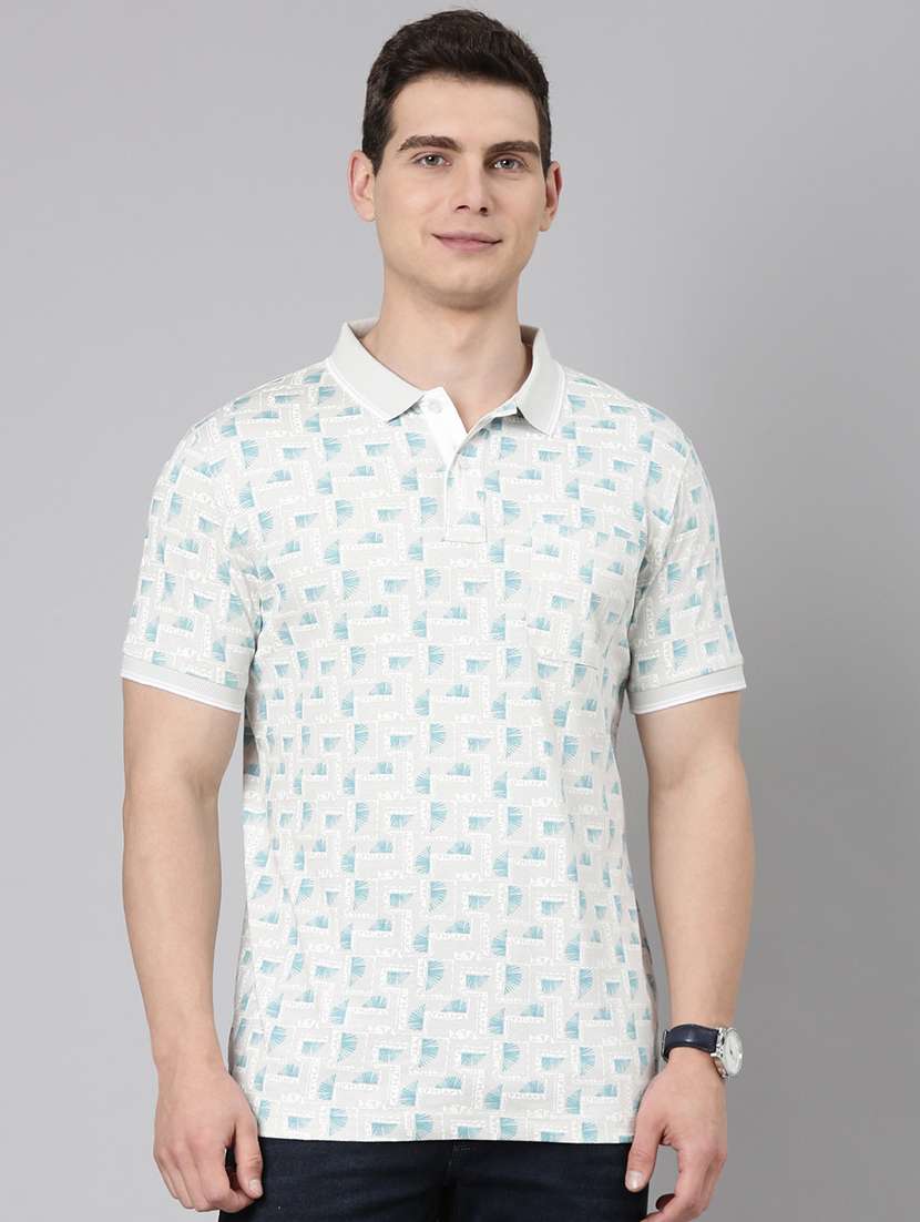 men printed short sleeve regular fit polo t-shirt