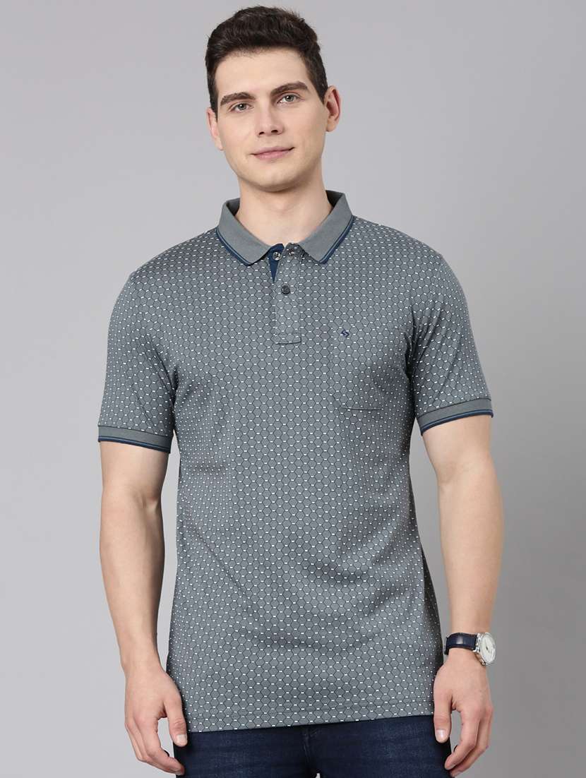 men printed short sleeve regular fit polo t-shirt