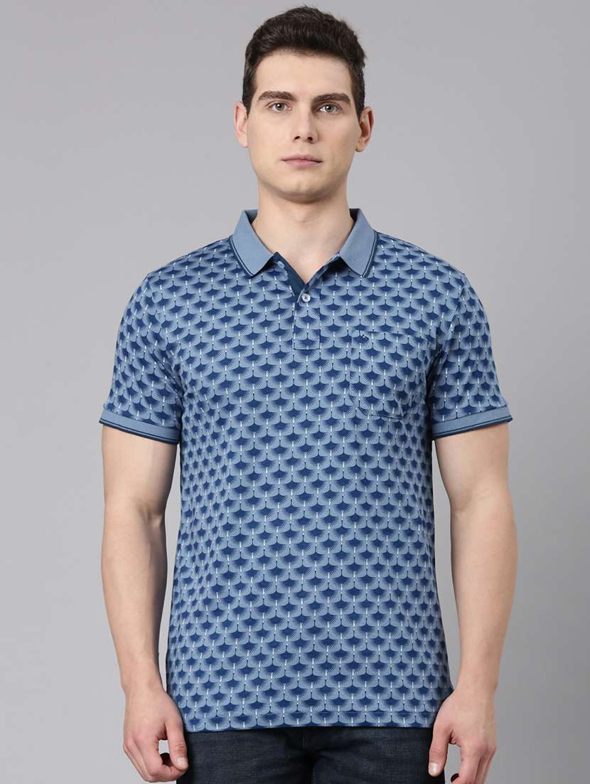 men printed short sleeve regular fit polo t-shirt