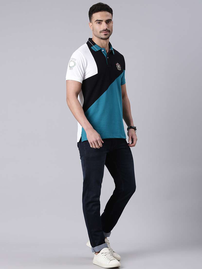 men color blocked short sleeve regular fit polo t-shirt - 22019671 -  Standard Image - 2