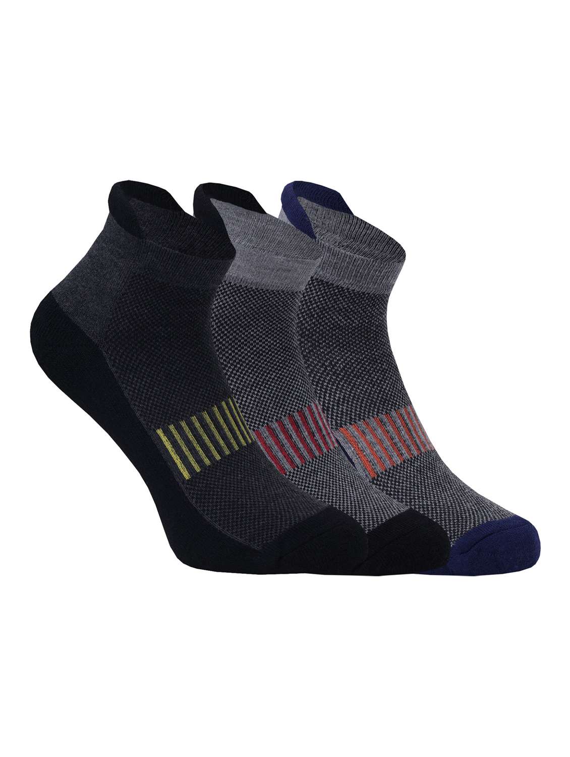 pack of 3 striped ankle length socks