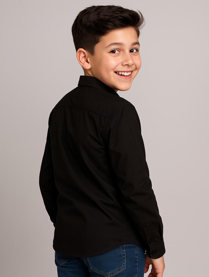 black cotton blend shirt - 22019953 - Standard Image - 2