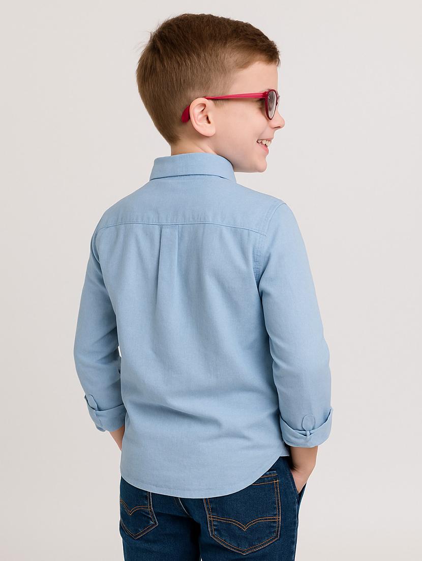 light blue cotton blend shirt - 22019959 - Standard Image - 2