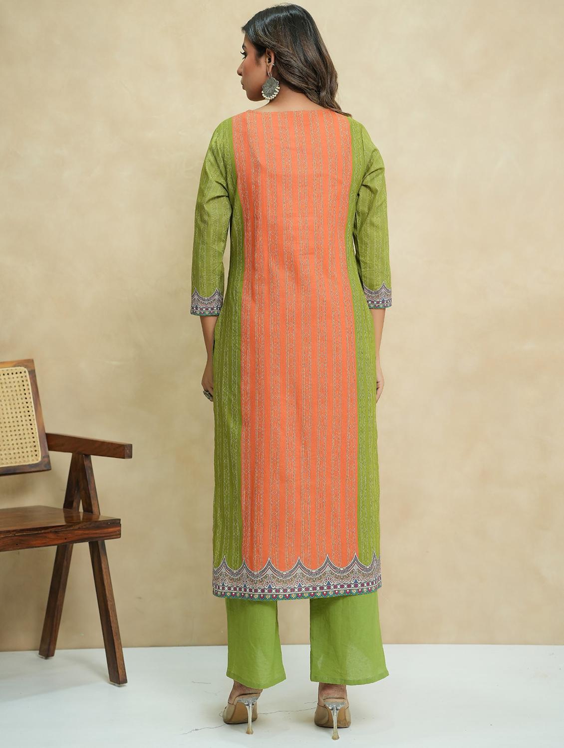 women three quarter sleeve kurta pant with dupatta set - 22019989 - Standard Image - 2