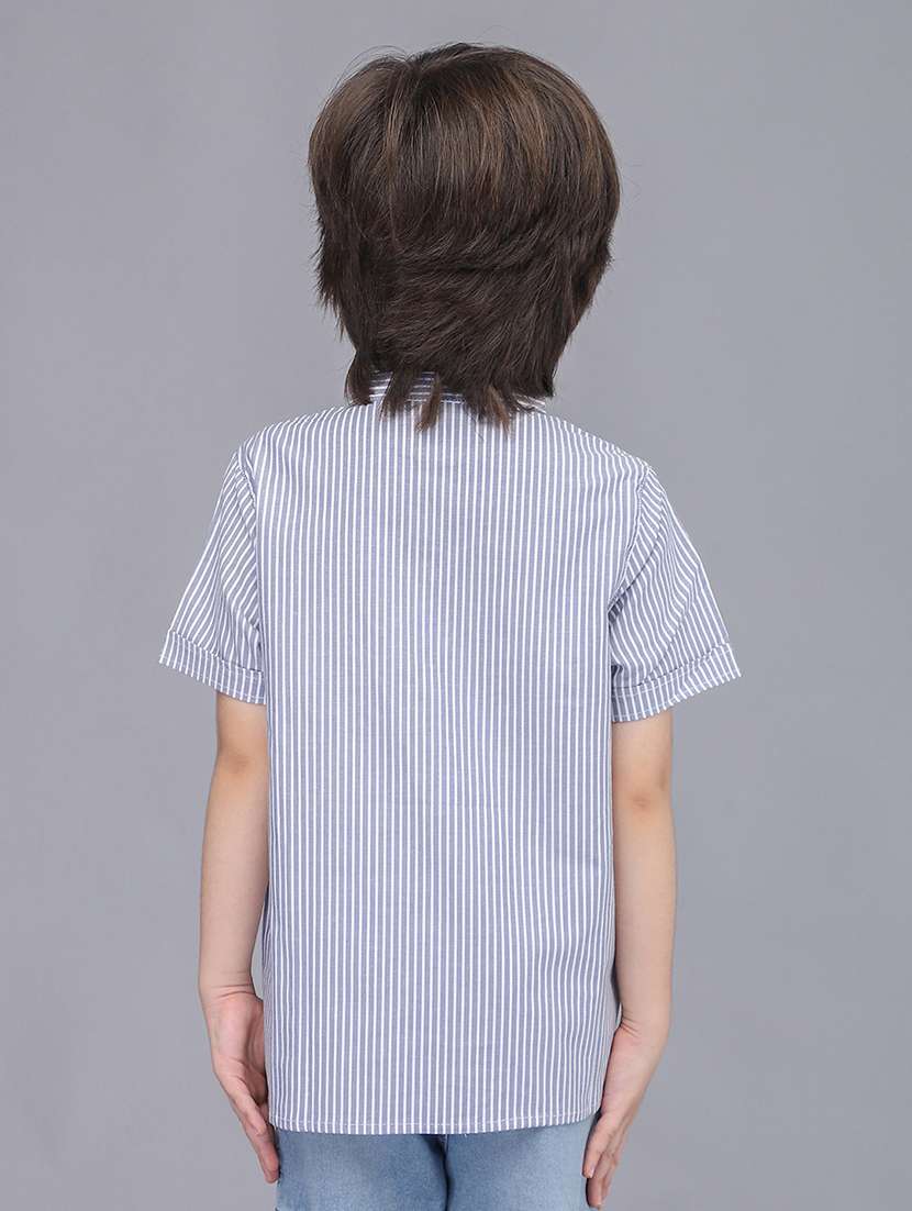 boys striped short sleeve short kurta - 22020016 -  Standard Image - 2