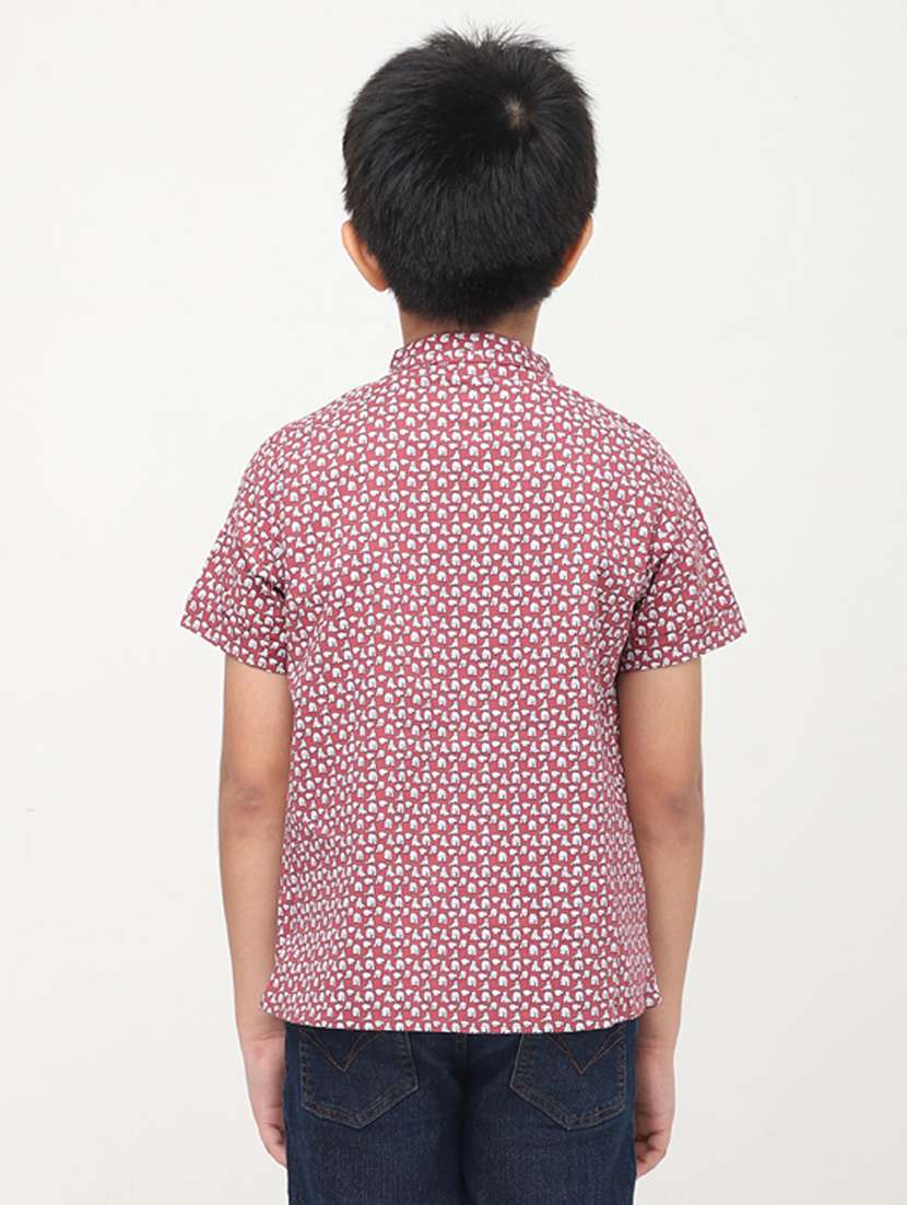 boys printed mandarin collared short kurta - 22020022 - Standard Image - 2