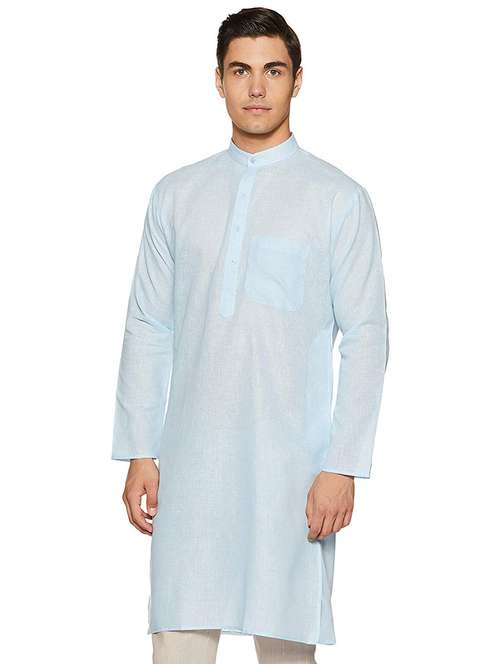 men solid mandarin neck long sleeve kurta - 22020040 - Standard Image - 0